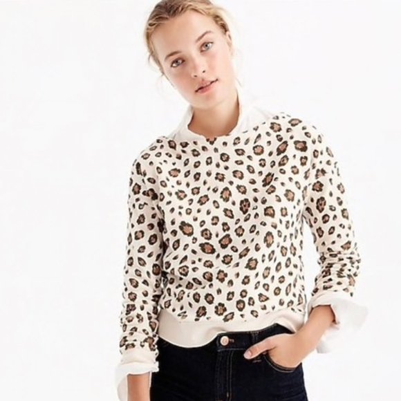 J. Crew Tops - J.Crew Leopard Pullover Sweatshirt - Size M